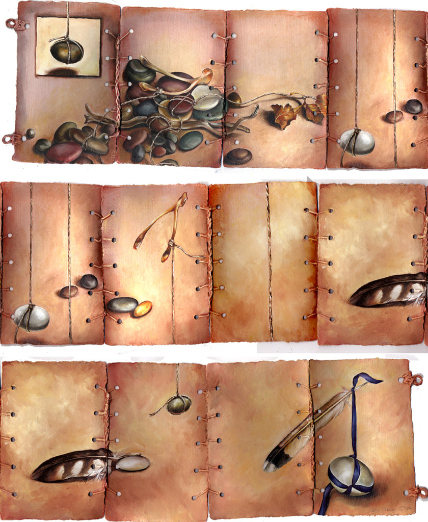 cathy weber - art - painting - woman - oil - montana - painting - oil - stick - heart - poem - object - stone
