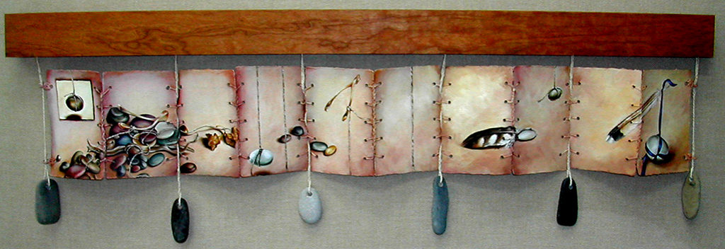 cathy weber - art - painting - woman - oil - montana - painting - oil - stick - heart - poem - object - stone