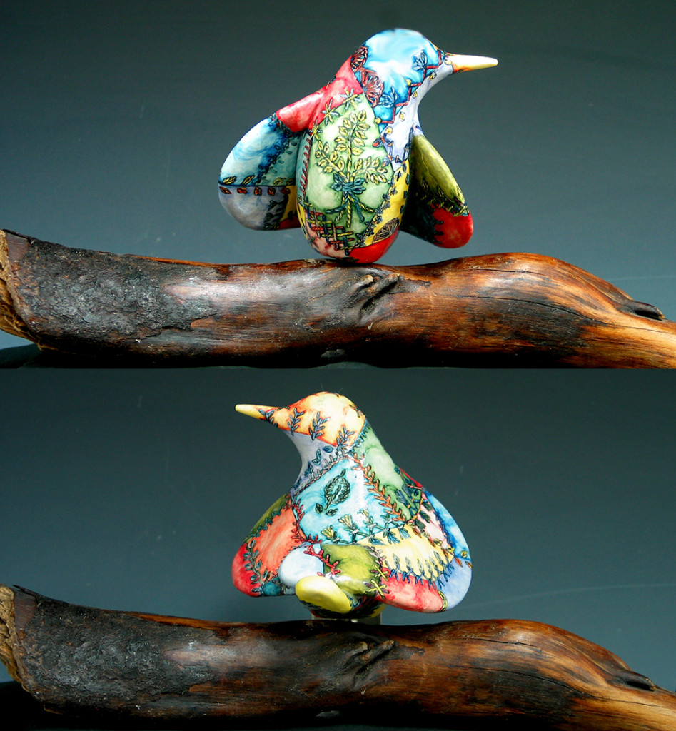 cathy weber - art - painting - woman - montana - ceramic - porcelain - bird - narrative - clay - glazed