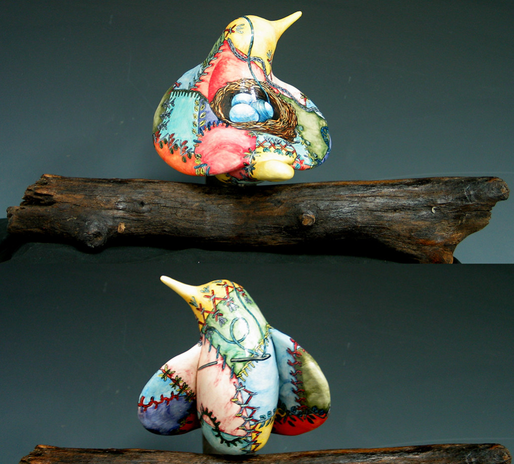 cathy weber - art - painting - woman - montana - ceramic - porcelain - bird - narrative - clay - glazed