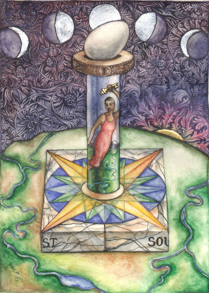 cathy weber - art - artmaker - watercolor - montana - illumination - book - artist - map - compass rose - parchment