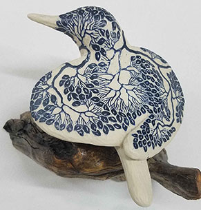 cathy weber - art - clay- woman - montana - ceramic - porelain - bird - carved