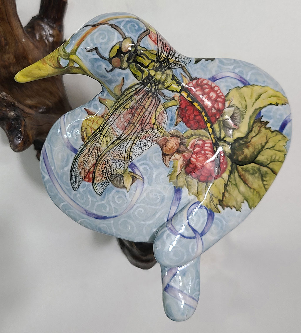 22004- cathy weber - art - painting - woman - montana - ceramic - porcelain - bird - narrative - clay - glazed
