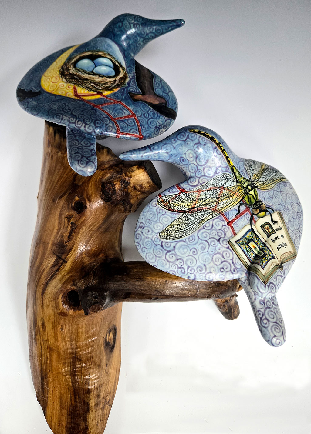 cathy weber - art - painting - woman - montana - ceramic - porcelain - bird - narrative - clay - glazed