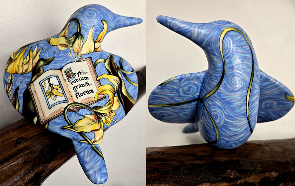 cathy weber - art - painting - woman - montana - ceramic - porcelain - bird - narrative - clay - glazed